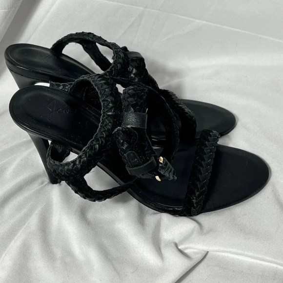Joie Braided Black Sandal Heels‎ Size 35.5 - Picture 1 of 10